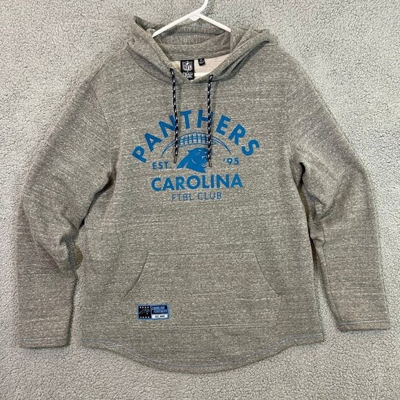 Carolina‎ Panthers NFL Men’s Medium Grey Blue Pullover Hoodie Sweatshirt Jacket - Picture 1 of 12